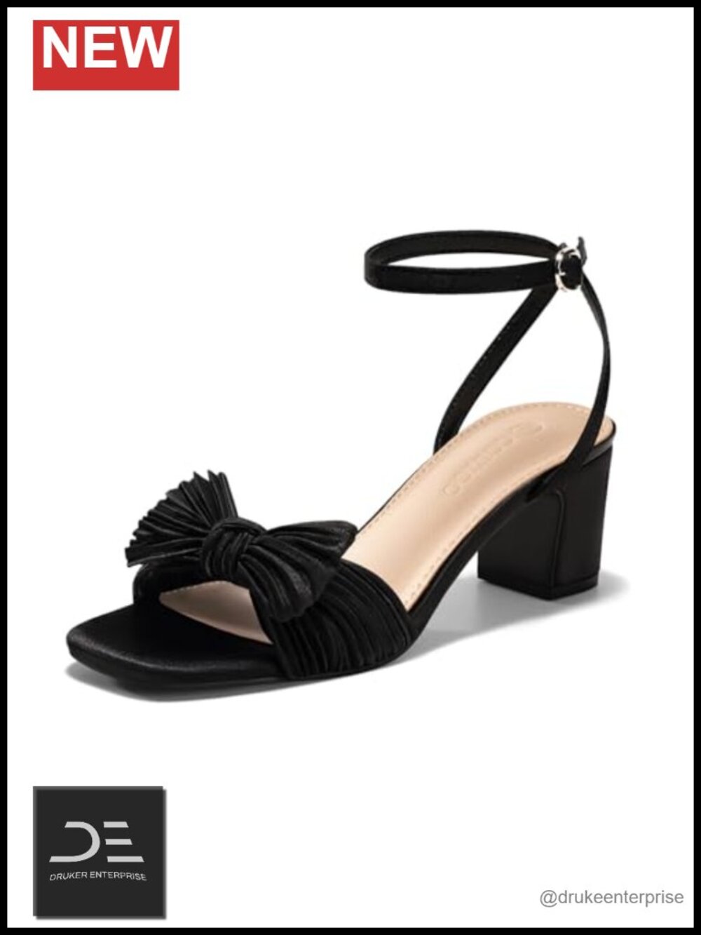Bow Heels Sandals Block Low Heel Wedding Bride Dressy Shoes Open Toe Ankle Strap